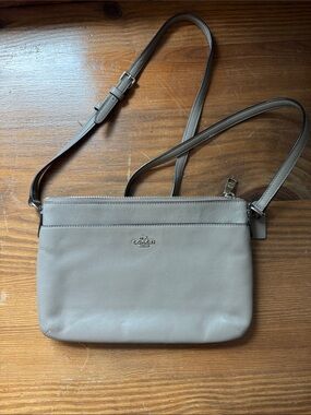 Coach Pebble Leather Crossbody in Taupe Gray